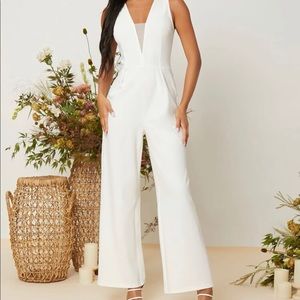 White flare leg 1-piece jumpsuit